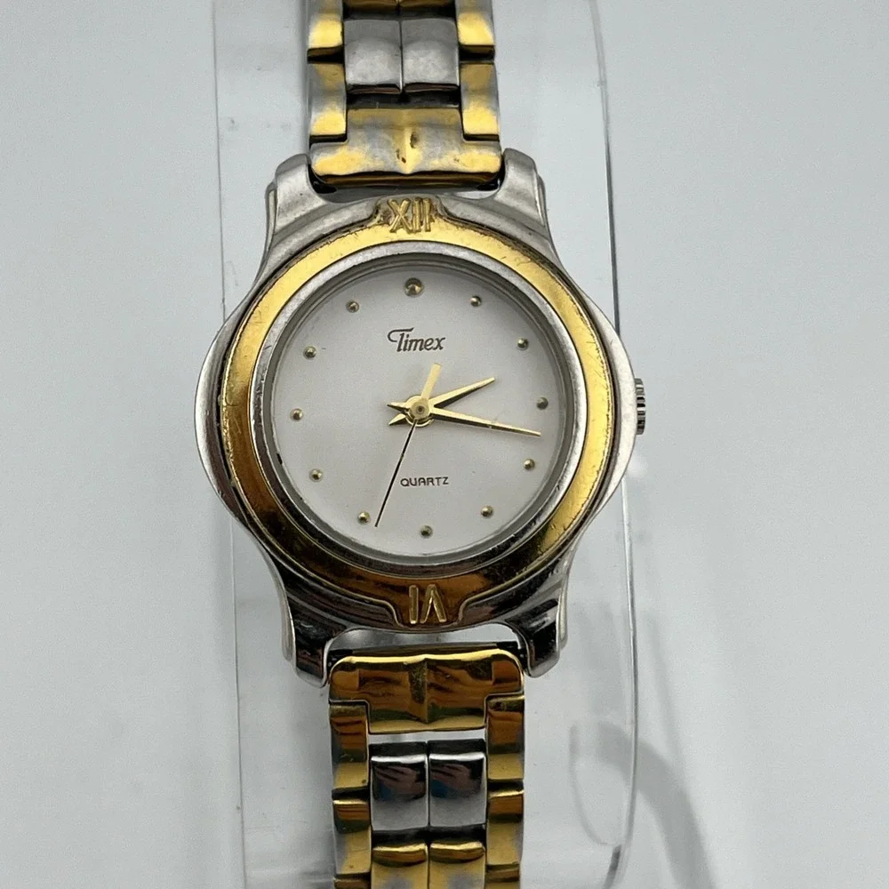 Vintage Timex Watch Women 26mm Case Two Tone 7.25